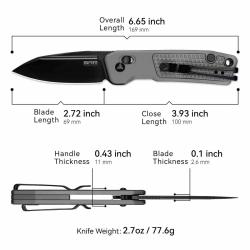 Couteau SRM Scout 7229 Lame Acier 14C28N Sandvik Black DLC Manche G10 Gray Ambi Lock SRM7229AK