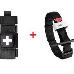 Ensemble n&deg;3 Garrot + Porte-garrot Noir + Patch B/N