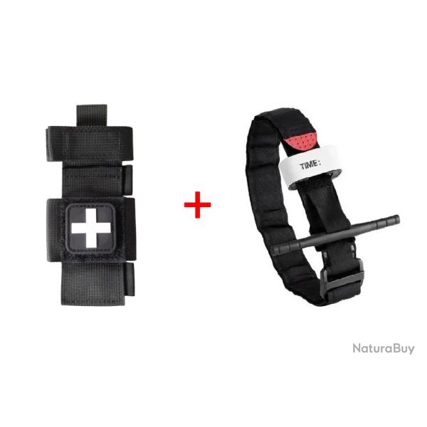 Ensemble n�3 Garrot + Porte-garrot Noir + Patch B/N