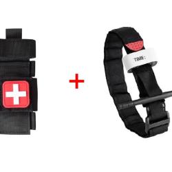 Ensemble n&deg;3 Garrot + Porte-garrot Noir + Patch B/R