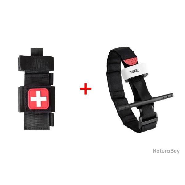 Ensemble n�3 Garrot + Porte-garrot Noir + Patch B/R