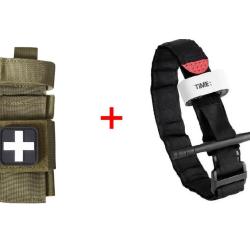 Ensemble n&deg;3 Garrot + Porte-garrot Kaki + Patch B/N (1)