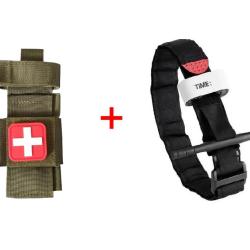 Ensemble n&deg;3 Garrot + Porte-garrot Kaki + Patch B/R (1)
