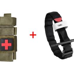 Ensemble n&deg;3 Garrot + Porte-garrot Kaki + Patch R/N