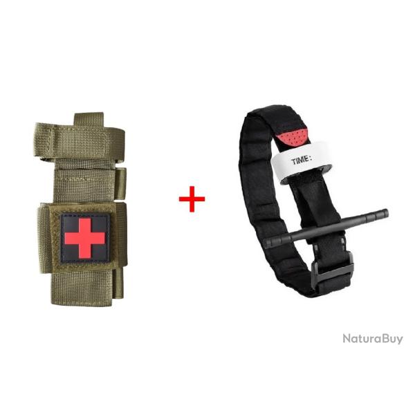Ensemble n�3 Garrot + Porte-garrot Kaki + Patch R/N (1)