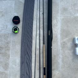 Canne 2 mains Loomis GLX15' 3 brins + &eacute;tui + moulinet Bauer M5 + soie 10/11 (neuf jamais servi !)