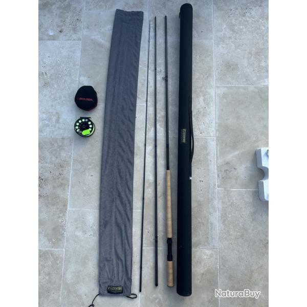 Canne 2 mains Loomis GLX15' 3 brins + �tui + moulinet Bauer M5 + soie 10/11 (neuf jamais servi !)