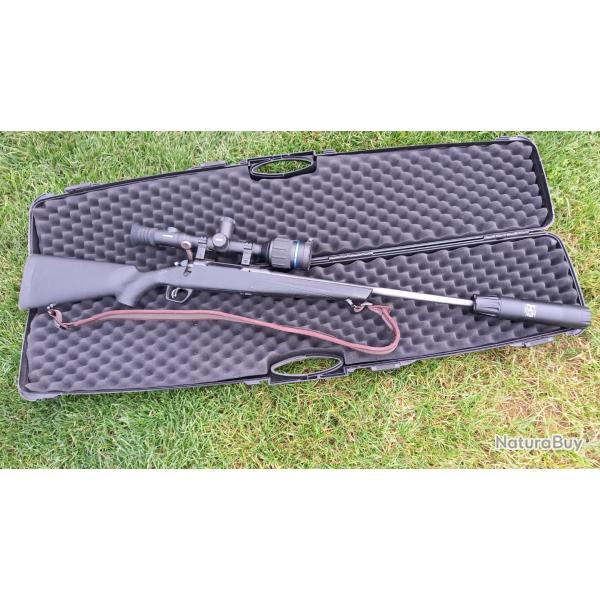 Pack carabine Remington cal 243w +lunette Pulsar Thermion 2xp50 +silencieux Hatec h3 +malette