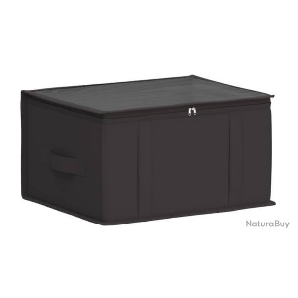 Bo�te rangement tissu intiss� anthracite 43x34x23 cm pliable fen�tre transparente