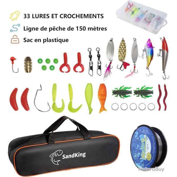 Kit de Canne � p�che T�lescopique 2.1m Fibre de Carbone Kit Leurres Moulinet Sac Transport Spinning