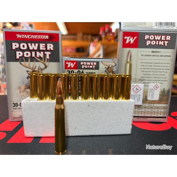 LOT DE 10 BOITES DE 20 MUNITIONS WINCHESTER CAL 30-06 SPRG POWER POINT 180 GRAIN