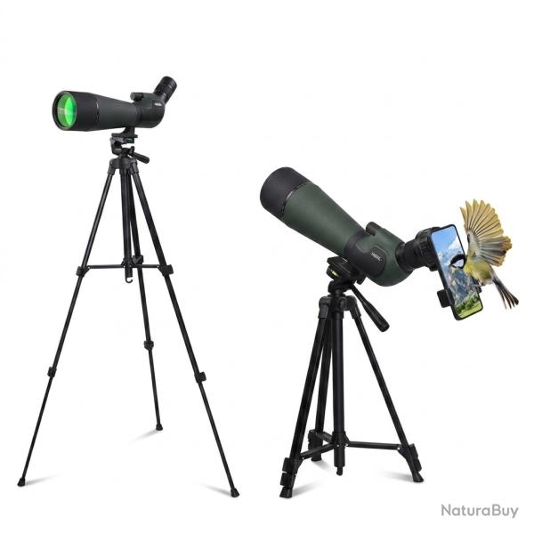 Longue Vue 25-75x80 HD Lunette Observation Faune Tir Cible Tr�pied Adaptateur T�l�phone Vert