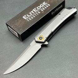 Couteau Tactical Urban ElitEdge A/O Gray Lame Traling Point Acier 440C Manche M&eacute;tal Linerlock Clip01