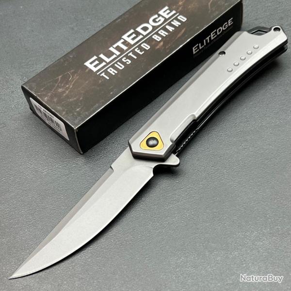 Couteau Tactical Urban ElitEdge A/O Gray Lame Traling Point Acier 440C Manche M�tal Linerlock Clip01