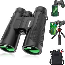 Jumelles Adultes 12x42 Puissantes Prismes BAK-4 Objectif FMC Adaptateur T&eacute;l&eacute;phone &Eacute;tanche Noir