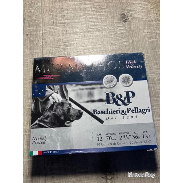 Munition cal 12 MG2 MYTHOS B&P Baschieri&Pellagri 12/70 36gr plomb n'3