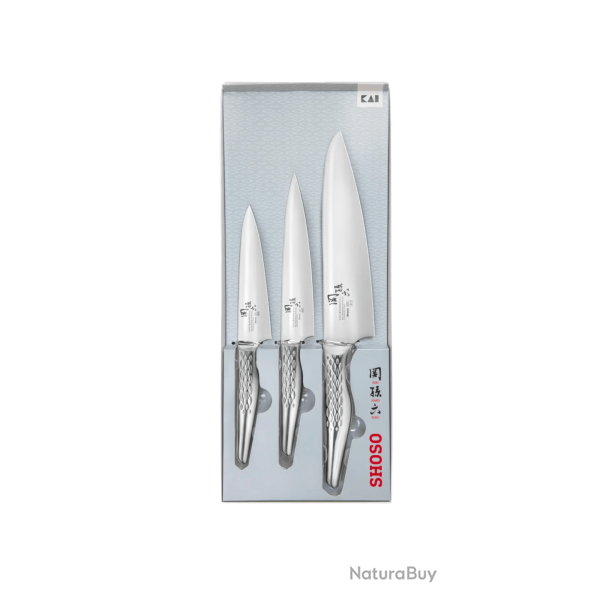 Set de couteaux KAI Seki Magoroku Shoso 51S-300 - 3 couteaux inox japonais