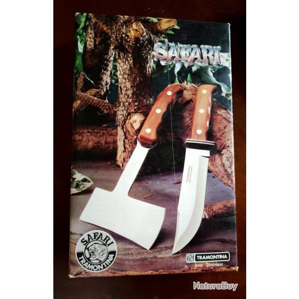 Ensemble Hache et Couteau Camping TramontinaNouveau en boite. Avec Etui.
