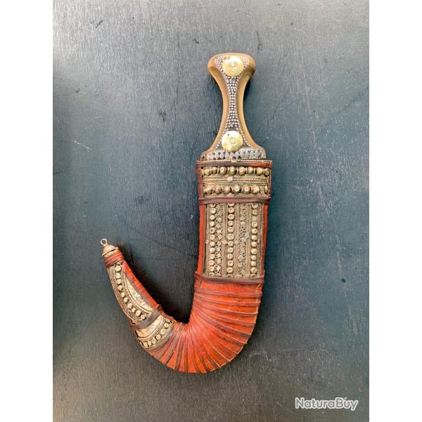 ANCIEN POIGNARD JAMBIYA DU YEMEN, DEBUT XX�, COUTEAU TRES DECORE, KHANJAR