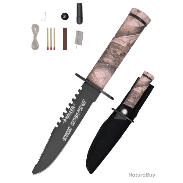 Couteau de Survie Enfant Adventurer Camo avec Boussole