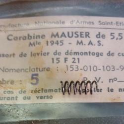 ressort de levier de demontage de culasse mas45 mas 45 (1814)