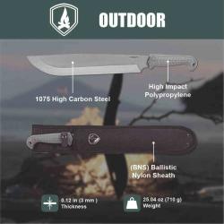 Bowie Machette Condor Terra Camp Lame Acier Carbone 1075 Manche Micarta Etui Salvador CTK28731