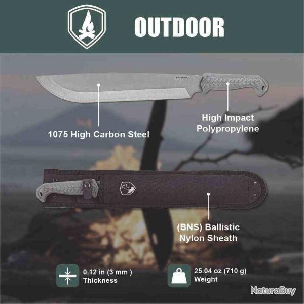 Bowie Machette Condor Terra Camp Lame Acier Carbone 1075 Manche Micarta Etui Salvador CTK28731