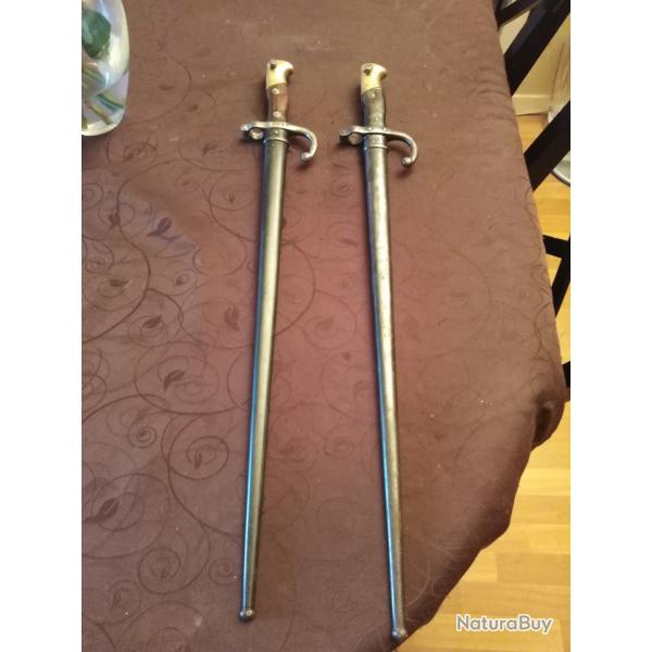 2     Ba�onnettes FRANCE  FUSIL GRAS MANUFACTURE D'ARME DE CHATELRAULT