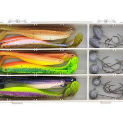 Kit de Leurres Westin Zander Box Jigging 1 bo&icirc;te / 18 leurres souples / 13 t&ecirc;tes plomb&eacute;es