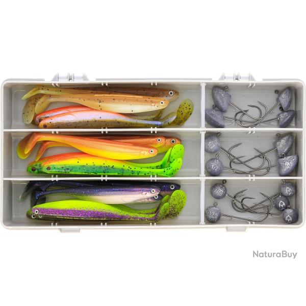 Kit de Leurres Westin Zander Box Jigging 1 bo�te / 18 leurres souples / 13 t�tes plomb�es