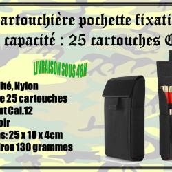 Cartouchi&egrave;re pochette fixations Molly avec une capacit&eacute; de 25 cartouches cal .12 de couleur Noir