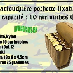 Cartouchi&egrave;re pochette fixations Molly avec une capacit&eacute; de 10 cartouches cal .12 de couleur Kaki