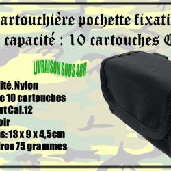 Cartouchi&egrave;re pochette fixations Molly avec une capacit&eacute; de 10 cartouches cal .12 de couleur Noir