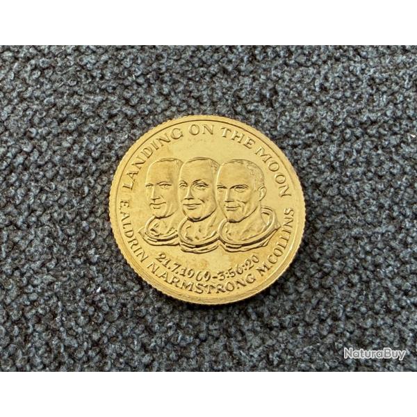 Pi�ce comm�morative or 24 carats - Premier pas sur la lune