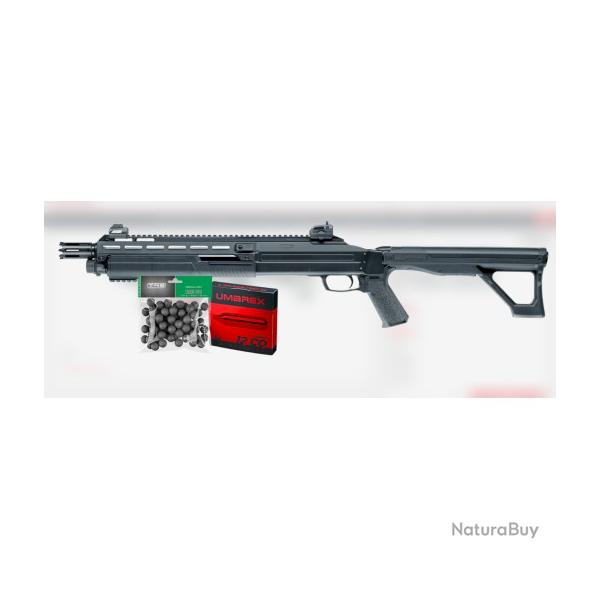 Pack fusil � pompe UMAREX T4E HDX 68 cal.68 16J 100 billes RBI et 5 cartouches co2