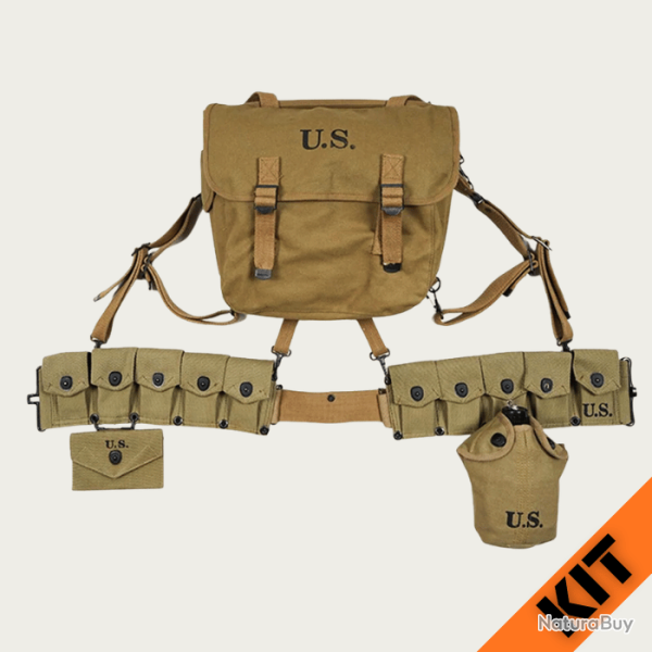 KIT - Musette M36 + Ceinturon GARAND+ Brelage M36 + M�dic Pouch + Gourde avec Quart - US ww2