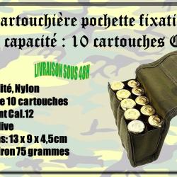 Cartouchi&egrave;re pochette fixations Molly avec une capacit&eacute; de 10 cartouches cal .12 de couleur Olive