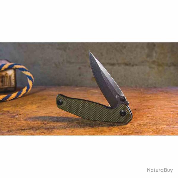 Couteau Pliant ABKT Tac Catalyst Lame Acier D2 SW Drop Point Manche G10 Vert Liner Lock AB1026G