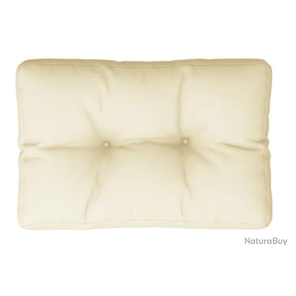 Coussin palette tissu polyester cr�me 50x40x12 cm imperm�able moelleux