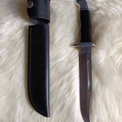 Poignard de chasse BUCK 120 General - Lame 18.9cm - TBE + &Eacute;tui Cuir