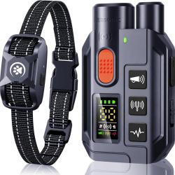 Collier Dressage Chien Port&eacute;e 1000m &Eacute;cran &Eacute;tanche IP67 4 Modes Entrainement Ultrason Vibration Bip