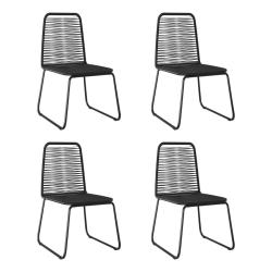Chaises d'ext&eacute;rieur lot de 4 R&eacute;sine tress&eacute;e Noir