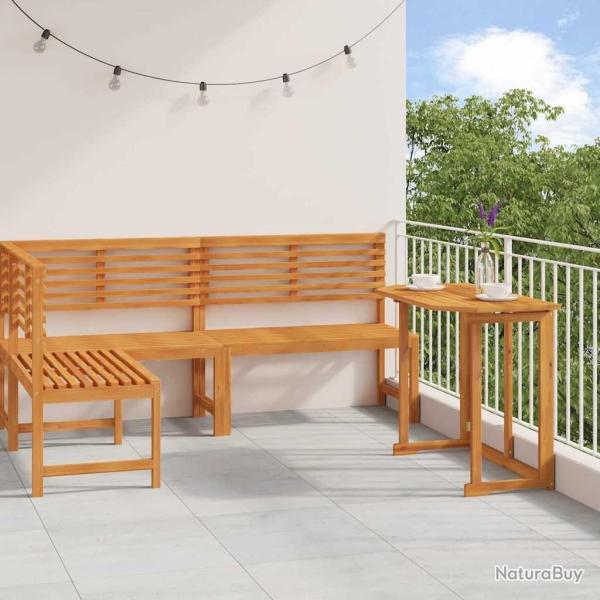 Ensemble de banc de jardin 3 pcs Marron Bois d'Acacia Massif