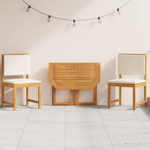 Ensemble bistro de jardin 3 pcs Marron Bois d'Acacia Massif