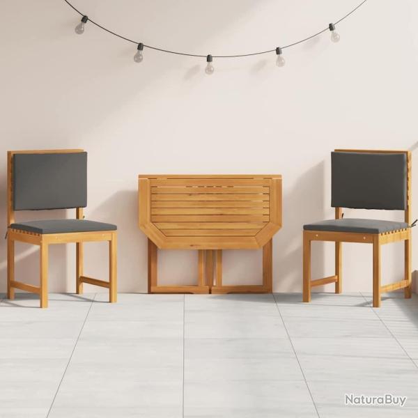 Ensemble bistro de jardin 3 pcs Marron Bois d'Acacia Massif