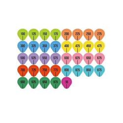 Lot de 10 feuilles de 37 autocollants de tourelle (100m &agrave; 1km)