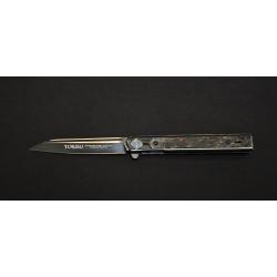 Tokisu 30760 Couteau pliant - Acier noir brillant lame 9&nbsp;cm