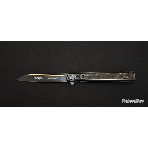 Tokisu 30760 Couteau pliant - Acier noir brillant lame 9�cm