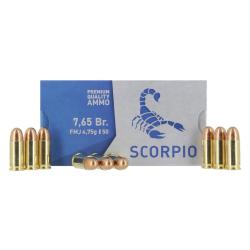 munitions STV SCORPIO Cal.7.65browning 32auto FMJ 73gr 4.75G PAR 50