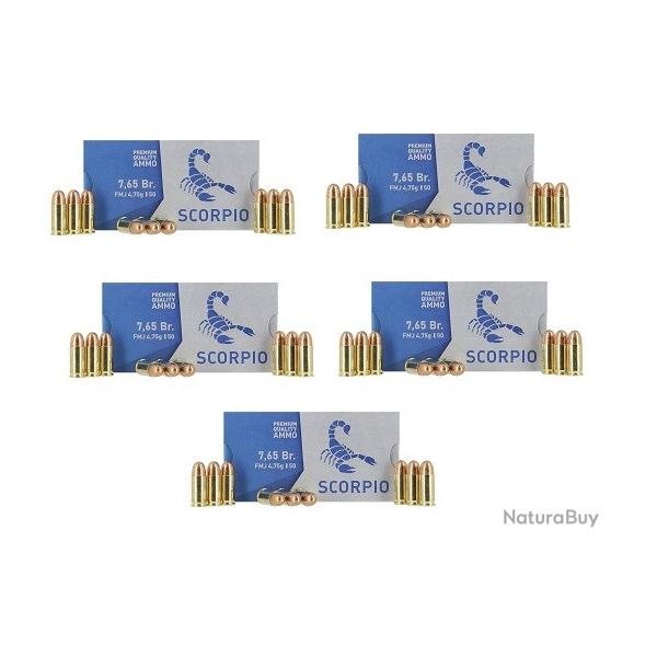 munitions STV SCORPIO Cal.7.65browning 32auto FMJ 73gr 4.75G PAR 250